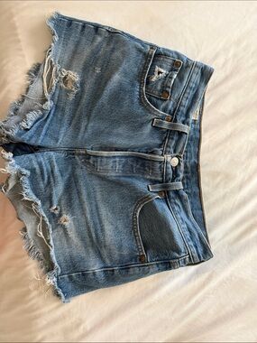 Levi's Light Blue Distressed High-Rise Denim Shorts